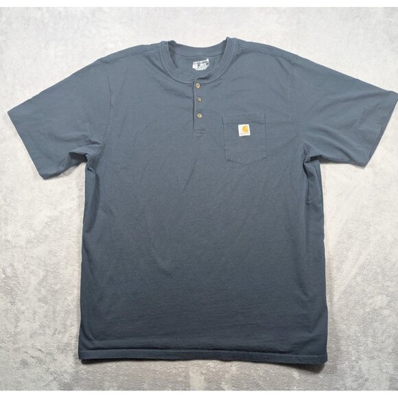 Carhartt Henley Shirt Mens Size 3XL Tall Blue Loose Fit Chore Rugged Tuff Work - Picture 1 of 10